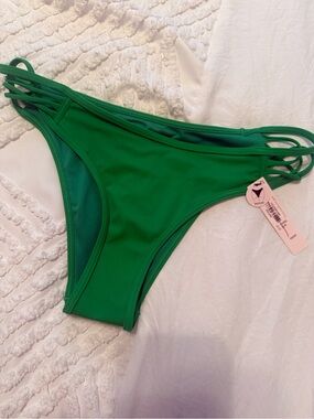 NWT Victoria's Secret Green Strappy Bikini Bottom
